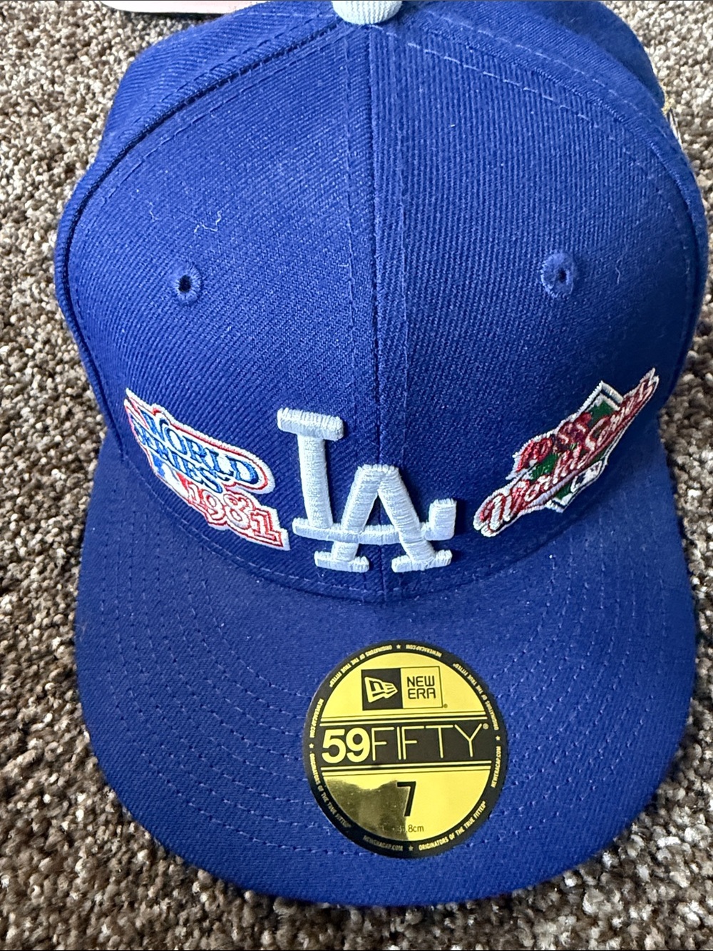 New Era Blue Los Angeles LA 59FIFTY Fitted Cap with Championship Patches